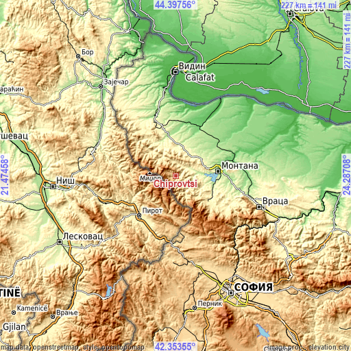 Topographic map of Chiprovtsi