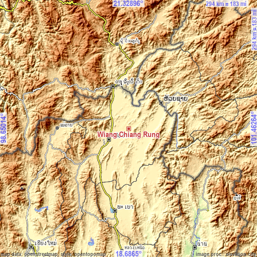 Topographic map of Wiang Chiang Rung