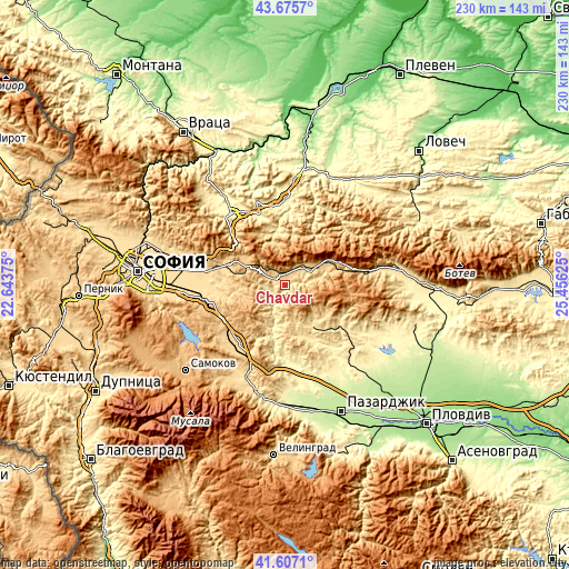 Topographic map of Chavdar