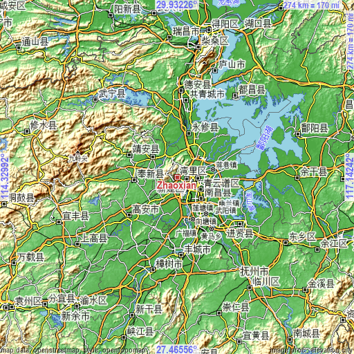 Topographic map of Zhaoxian