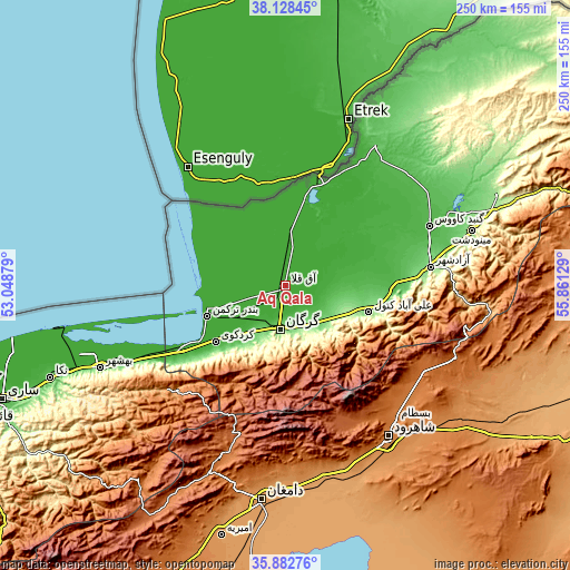 Topographic map of Āq Qalā