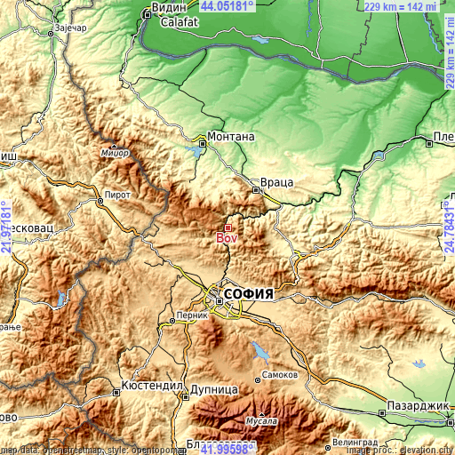 Topographic map of Bov