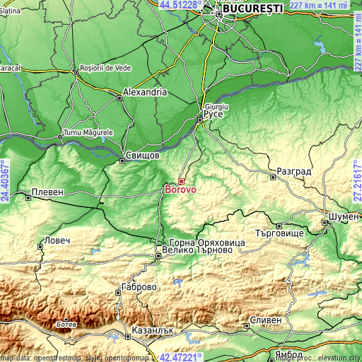 Topographic map of Borovo