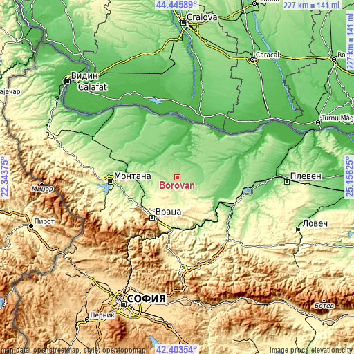 Topographic map of Borovan