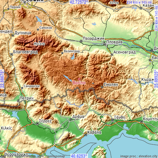 Topographic map of Borino