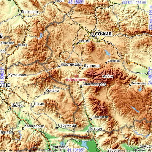 Topographic map of Boboshevo