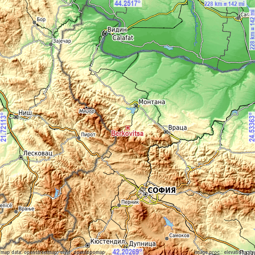 Topographic map of Berkovitsa