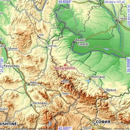 Topographic map of Belogradchik