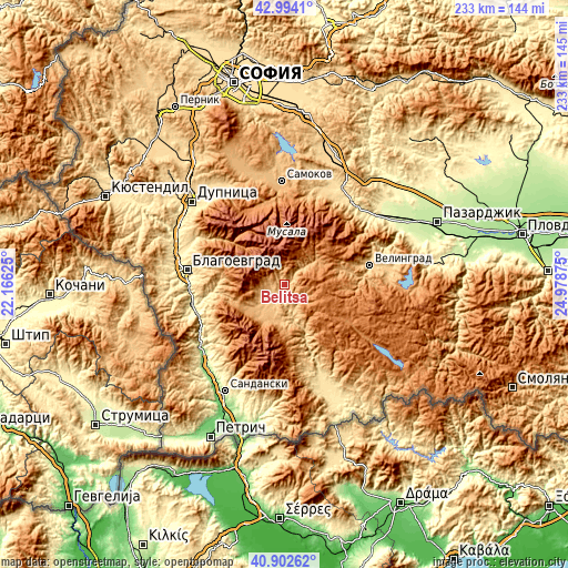 Topographic map of Belitsa