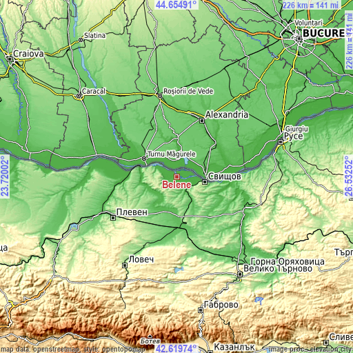 Topographic map of Belene