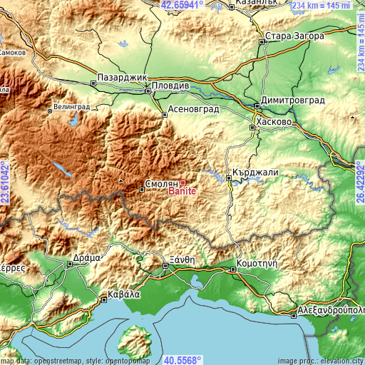 Topographic map of Banite