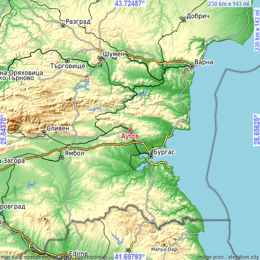 Topographic map of Aytos