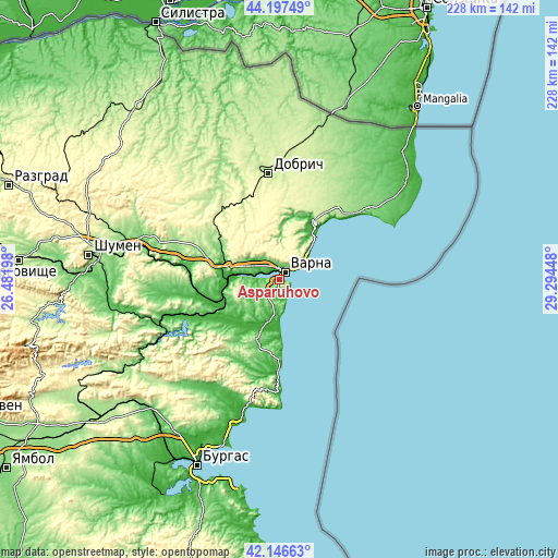 Topographic map of Asparuhovo