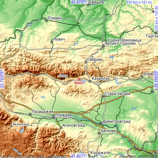 Topographic map of Asen