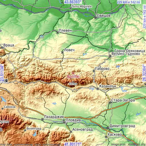 Topographic map of Apriltsi