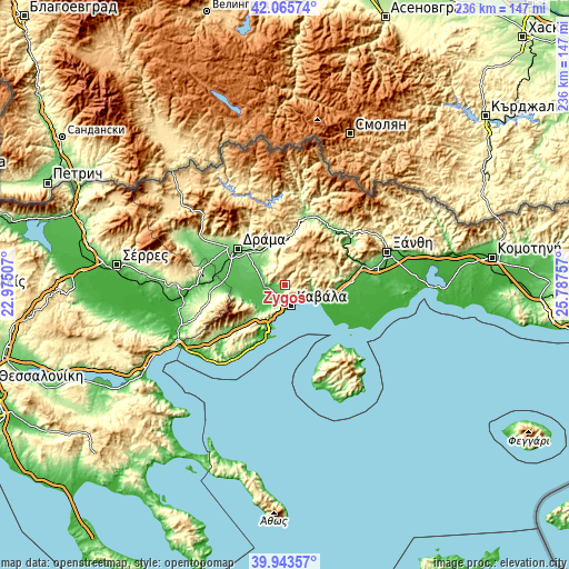 Topographic map of Zygós