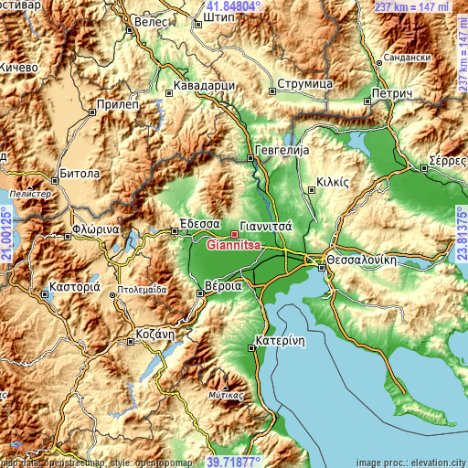 Topographic map of Giannitsá