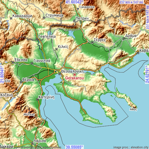 Topographic map of Gerakaroú