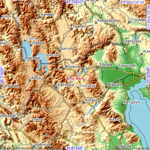 Topographic map of Xinó Neró