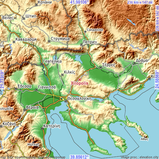 Topographic map of Xilópolis