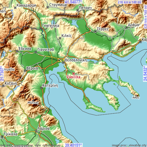 Topographic map of Vasiliká