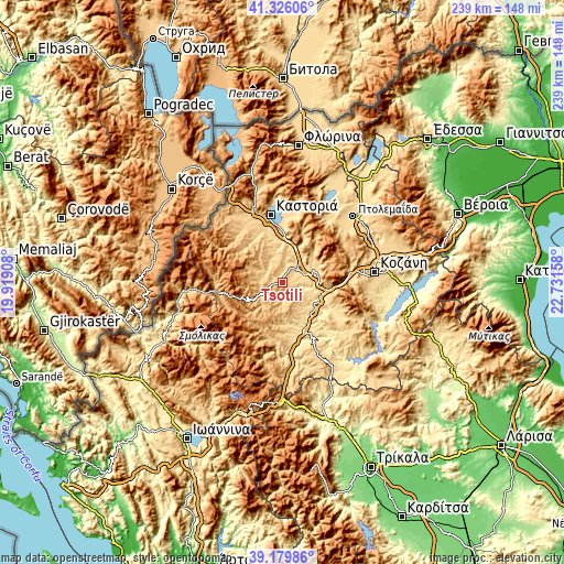 Topographic map of Tsotíli