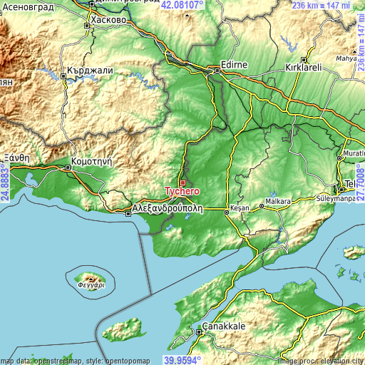 Topographic map of Tycheró