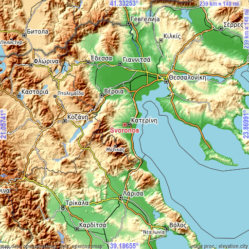 Topographic map of Svorónos