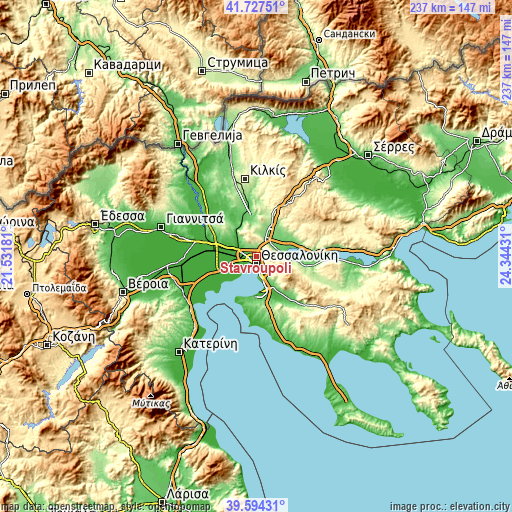 Topographic map of Stavroúpoli