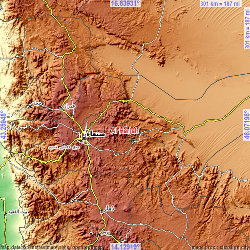 Topographic map of Al Ḩarjah