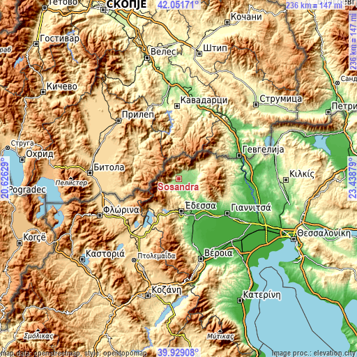 Topographic map of Sosándra