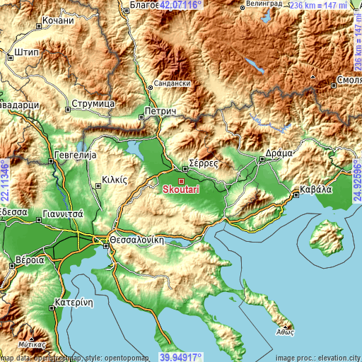 Topographic map of Skoútari