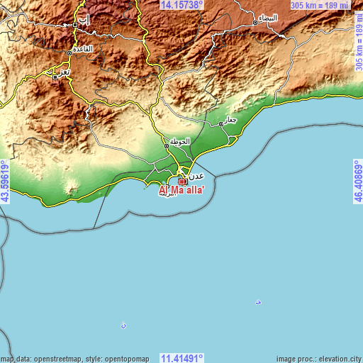 Topographic map of Al Ma‘allā’