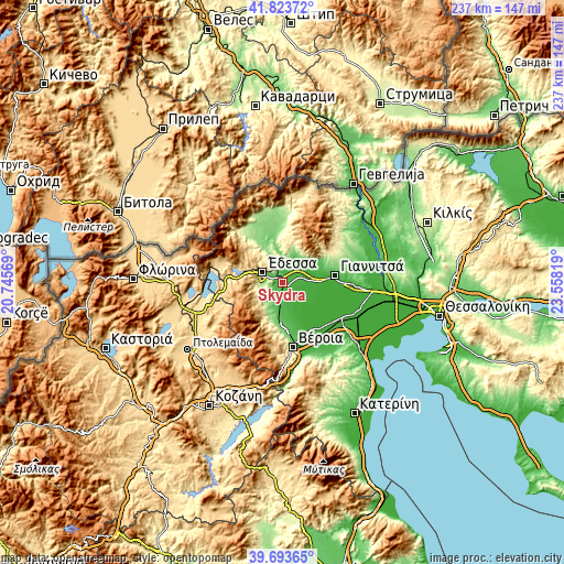 Topographic map of Skýdra