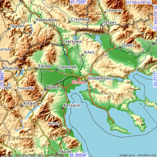 Topographic map of Síndos