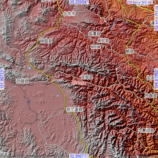 Topographic map of Dianga