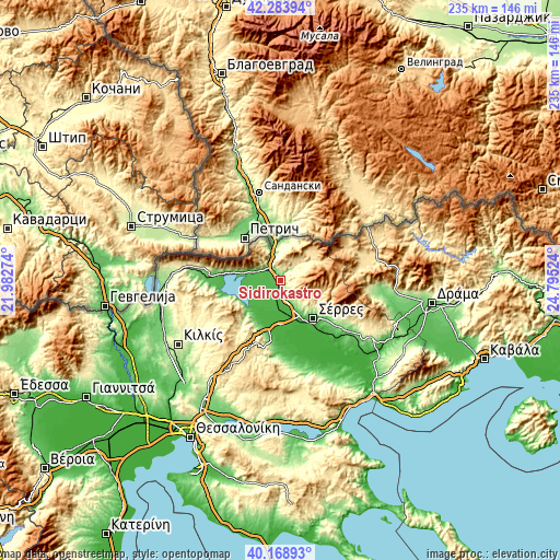 Topographic map of Sidirókastro