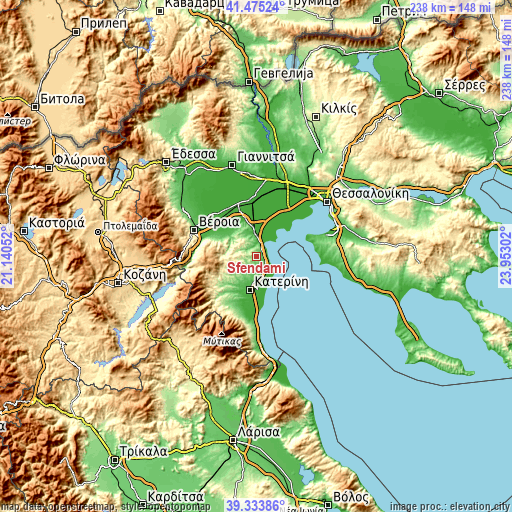 Topographic map of Sfendámi