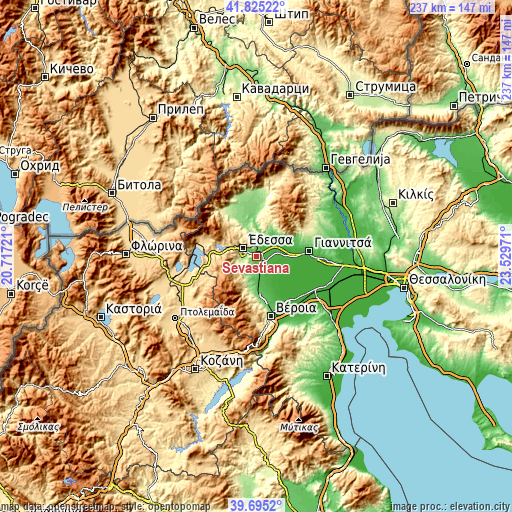 Topographic map of Sevastianá