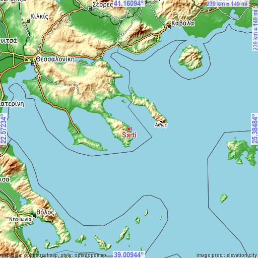 Topographic map of Sárti