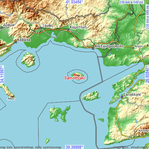 Topographic map of Samothráki