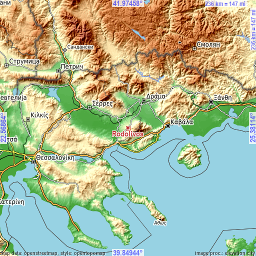 Topographic map of Rodolívos