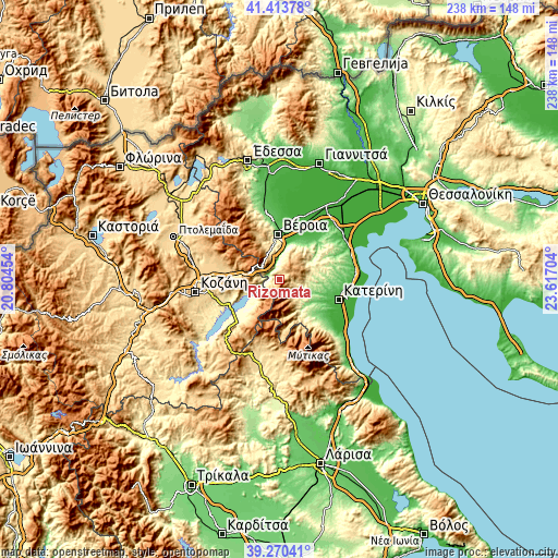 Topographic map of Rizómata