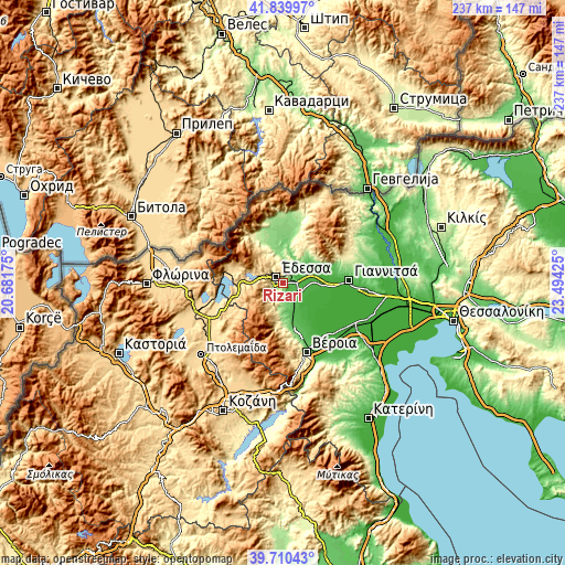 Topographic map of Rizári