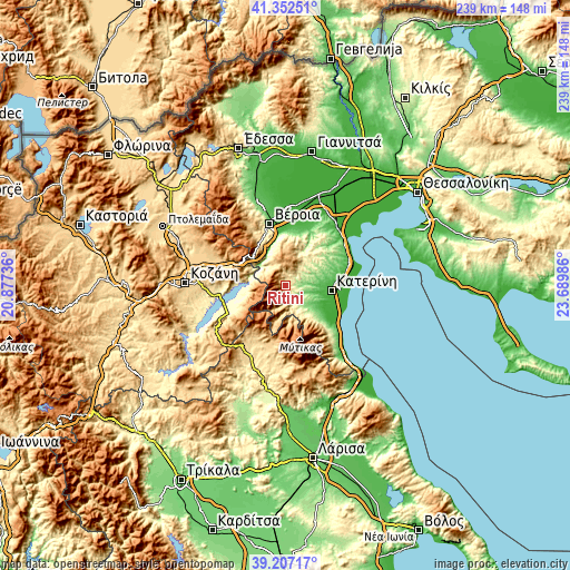 Topographic map of Ritíni