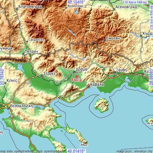 Topographic map of Fteliá