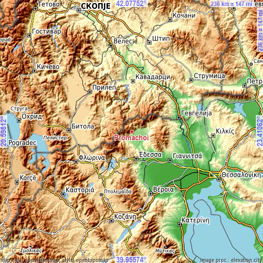 Topographic map of Prómachoi