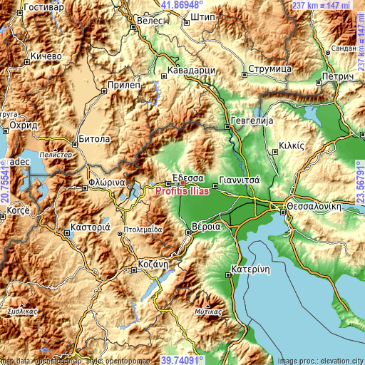 Topographic map of Profítis Ilías