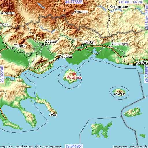 Topographic map of Potamiá