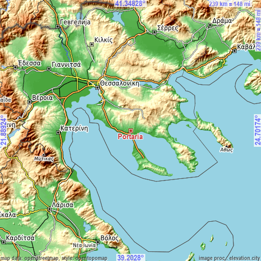 Topographic map of Portariá